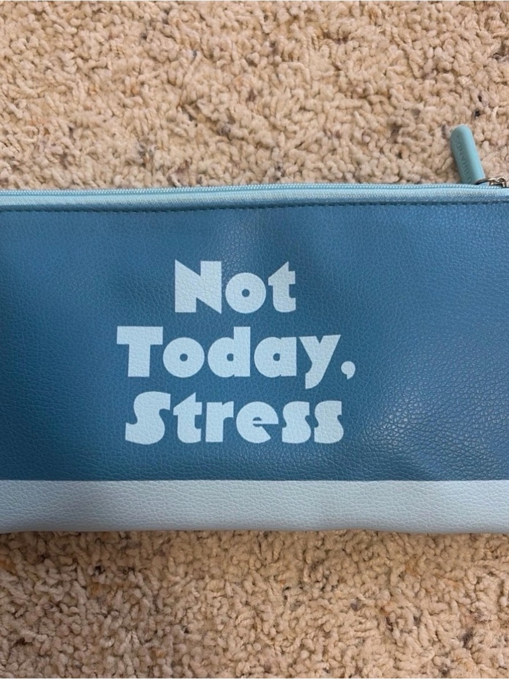 Target Blue and White 'Not Today, Stress' Cosmetic Pouch